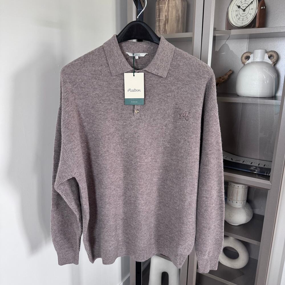 Malbon Men’s Long-Sleeve Knit Polo